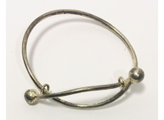 Well Patinated Cleverly Designed Adjustable Ball-End Vintage Sterling Bracelet 17.7g