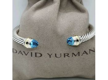 David Yurman Brand New Blue Topaz 14K & Sterling Silver Cuff Bracelet