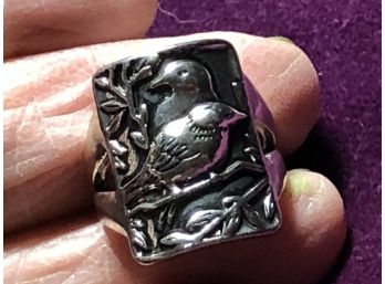 Brand New Low-Rider Easy-To-Wear Marked Sterling Silver Love Birds Ring Size 6