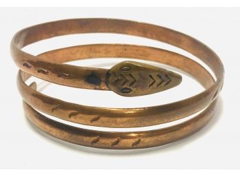 Primitive Handmade Upper Arm Bracelet Cuff Large Copper Winding Snake Bangle Adjustable