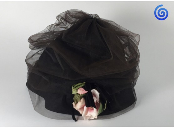 🌀 Suffering Rose Black Lace Vintage Lord & Taylor Ladies Hat