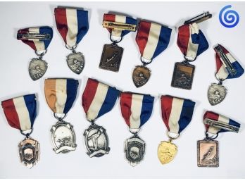 🌀 12 Vintage Swimming Medals; As Found