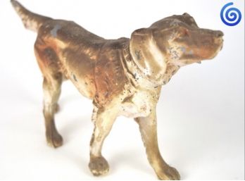 Wonderful Antique Cast Metal Chippy Paint Hound Dog Figure