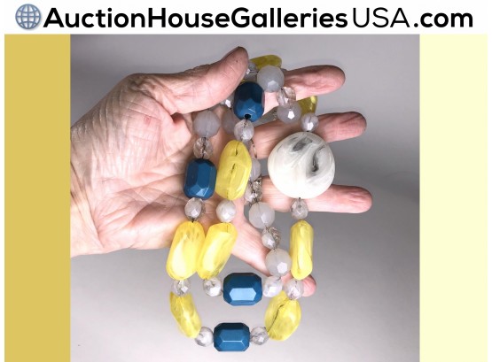 Chunky Artsy Swirled Lucite 34” Fun Necklace