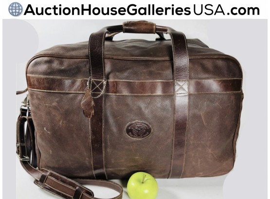 100% Authentic ROOTS $450. Super Heavy Brown Leather Luggage W/Provenance