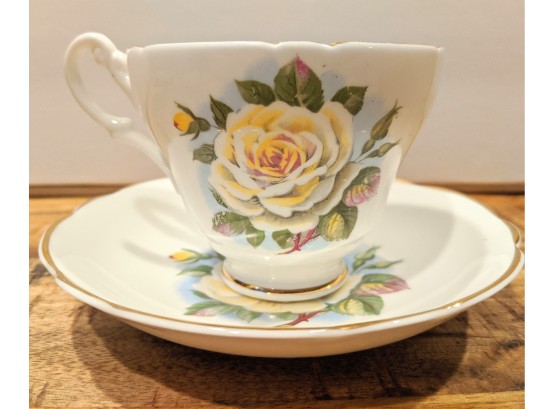 Vintage Silver Queen English Bone China Tea Cup And Saucer