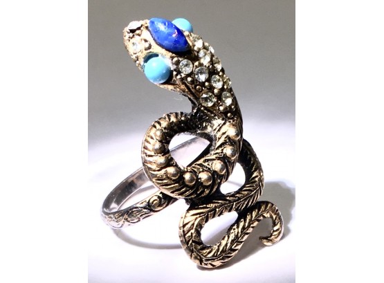 AbFab! Ask Serpent Snake Ring With Faux Gem Embellishments; Great Looking; Fully Adjustable