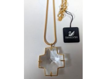 Brand New Shiny Crystal Swarovski Necklace On Gold Chain; Boxed