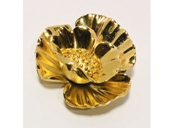 Signed Trifari Gorgeous Shameless Golden Flower Brooch