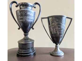 Fabulous Vintage Decor; 1923 And 1926 Tennis Trophies 10' And 7' Tall