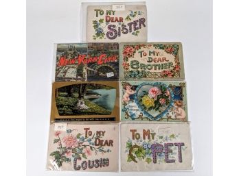 Wonderful Grouping 7 Antique Postcards With Stamps Early 1900's ; 5.5'X3.5'