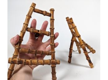 Set Of 2 Charming Handmade Miniature Bamboo Easels