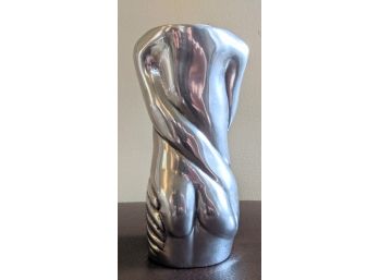 Erotic Contemporary Woman Figure Candle Holder Of Cast Aluminum; 6' Tall
