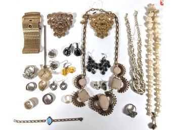 Abounding Large Festival Of Vintage Jewelry Including Sterling All One Lot