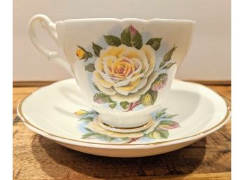 Vintage Silver Queen English Bone China Tea Cup And Saucer