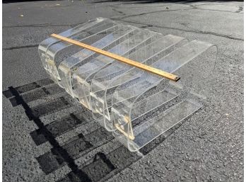 Seven Large Bent Clear Acrylic Forms [Shelving? Art? Display?] 14' X 24' X 4” Wide