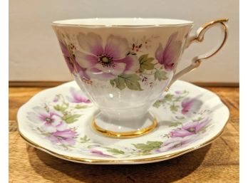 Vintage Violetta English Bone China Tea Cup And Saucer