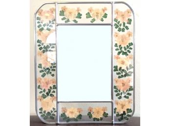 Vintage Wildflower And Co. Leaded Stained Glass Mirror 11x9'