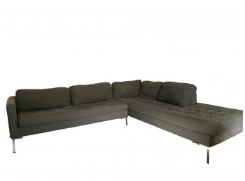 BLUE DOT - Modern 2 Piece Fabric/Chrome Sectional Couch