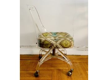 Adult Size Vintage Lucite Chair On Casters