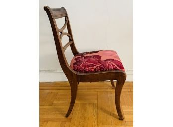 Sturdy Vintage Wooden Chair Seat Upholstered In Fun Fabric