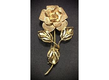 💌  Large Beautiful Italian Handmade Antique Filigree Rose Brooch