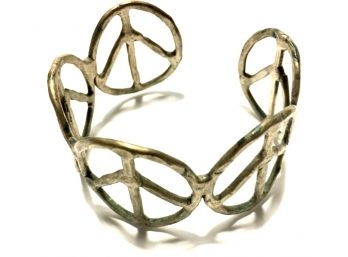 💌  Vintage Peace Signs Silver Cuff Bracelet