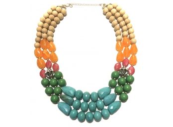 💌  Whimsical Fun Laydell Tutti-frutti Rhinestone Beaded Large Multi-strand Necklace