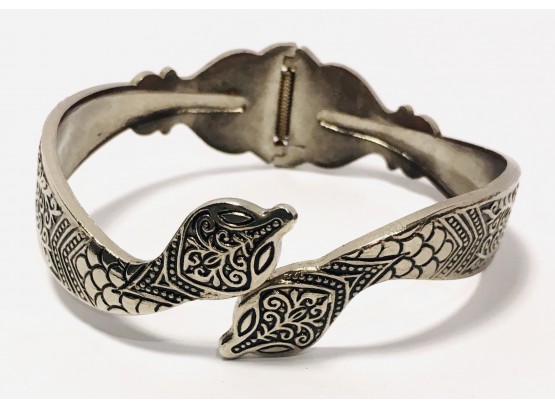 Ethno-Primitive Hinged Double Headed Snake Motif Vintage Bangle