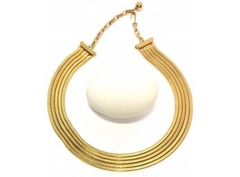 Elegant! Shiny Slinky Creamy Gold Multi Strand Snake Necklace; Adjustable