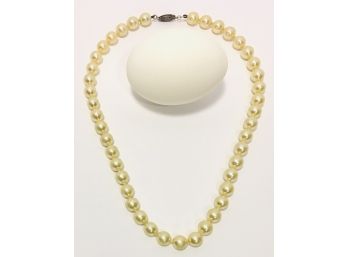 Classic Vintage Pearls Choker Necklace; Sterling Clasp Think Audrey Hepburn 17”