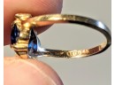 Beautiful 14 K Marked Gold Ring With A Large Sapphire Colored Stone  - 2.7g - Size 5