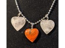Beautiful Handmade Stone Necklaces Of Rose Quartz 19' And Orange Coral 20'