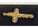 Solid 14K Gold Cross Crucifix Pendant - 3.4g