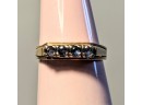 Small Vintage 18 K Gold Ring With 4 Sapphires Marked From Italy - 3.5g  - Size 7