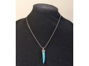 Sterling And Turquoise Jewelry - One Pendant 2.5' And A Matching Necklace 16'