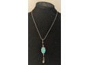 5 Real Turquoise Stone Necklaces With Small Sterling Charms -  Range From 18' To 24'