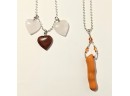 Beautiful Handmade Stone Necklaces Of Rose Quartz 19' And Orange Coral 20'
