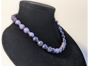 Beautiful Purple Stone And Sterling Necklace 16' With Matching Earrings 1'