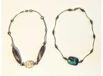 2 Stone And Sterling Necklaces With Real Turquoise 14' Each