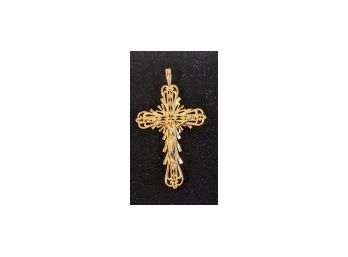 Solid 14K Gold Cross Crucifix Pendant - 3.4g