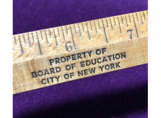 Beautifully Grained Old Growth Oak Imprinted Vintage 12' Ruler Property Of Board Of Education City Of New York