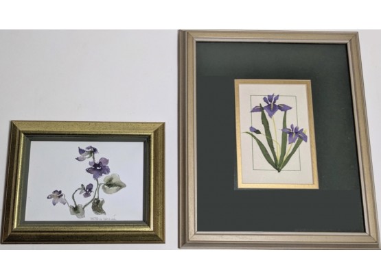 Pair Of Floral Watercolor Paintings Both Framed And Ready To Hang