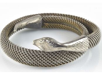 Intriguing White Metal Snake Form Bracelet Possibly Edwardian