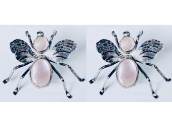 Wonderfully Realistic Sterling Silver Bug Fly Insect Post Earrings In Original Gift Box 1' Tall