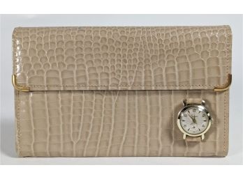 What? Really? Unusual Combination Watch Clutch Alligator Grained Wallet By Sheffield 7x4'