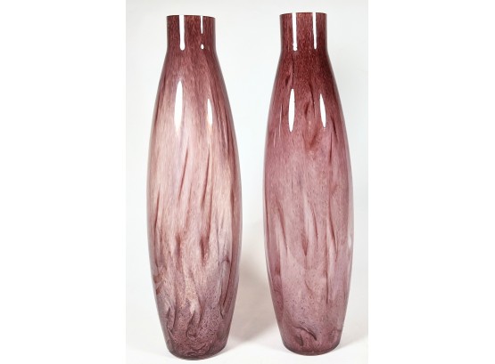 Two Huge And Heavy Magenta Vases 4x21'