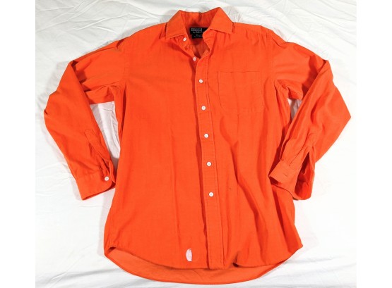 Ralph Lauren Woman's Luxury Orange Corduroy Button Down Collared Shirt Size Small