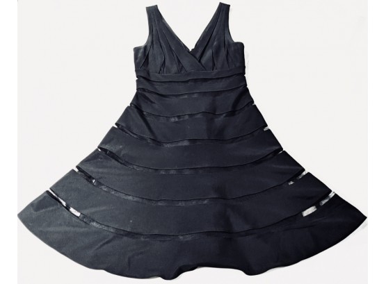 Striking Banded Black Party Dress Size 8 By White House Black Market