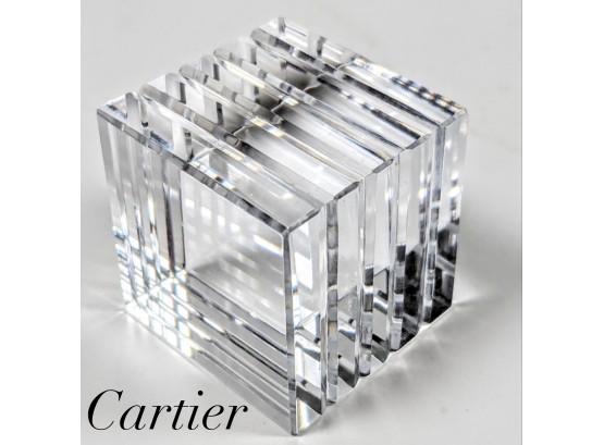 Bright Crystal Cartier Paper Weight 1.5' Cubed